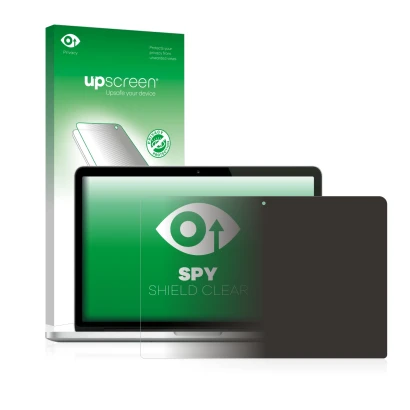 Vorderseite einer Produktverpackung mit dem Markenlogo upscreen. Daneben ist das Gerät Apple MacBook Pro Retina 13" (Anfang 20