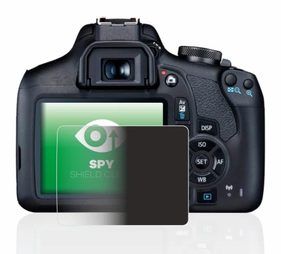 Abbildung des Geräts Canon EOS 2000D mit einer Vielzahl des Displayschutzes.