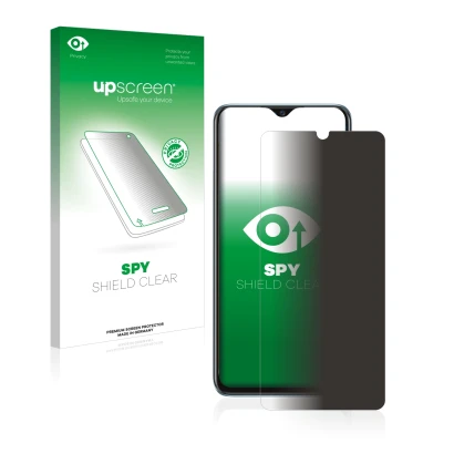 Vorderseite einer Produktverpackung mit dem Markenlogo upscreen. Daneben ist das Gerät Vivo Y70 mit dem zugehörigen Displaysch