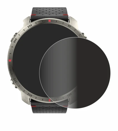 Abbildung des Geräts Polar Grit X Pro Titan mit einer Vielzahl des Displayschutzes.