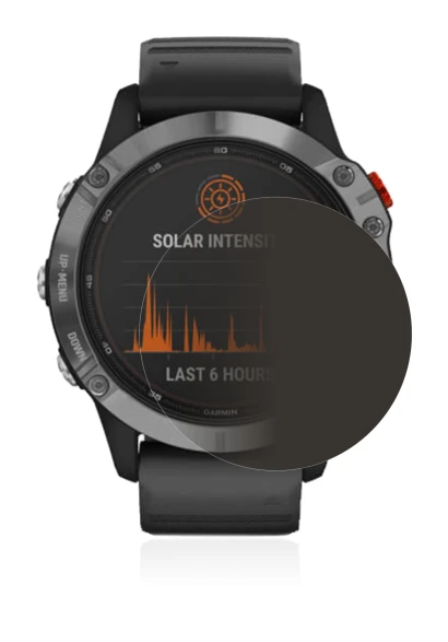 Abbildung des Geräts Garmin Fenix 6 Solar mit einer Vielzahl des Displayschutzes.