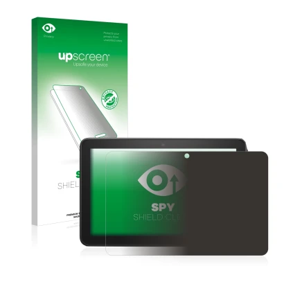 Vorderseite einer Produktverpackung mit dem Markenlogo upscreen. Daneben ist das Gerät Amazon Fire 7 2022 mit dem zugehörigen 