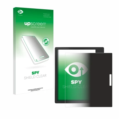 Vorderseite einer Produktverpackung mit dem Markenlogo upscreen. Daneben ist das Gerät Boox Page mit dem zugehörigen Displaysc