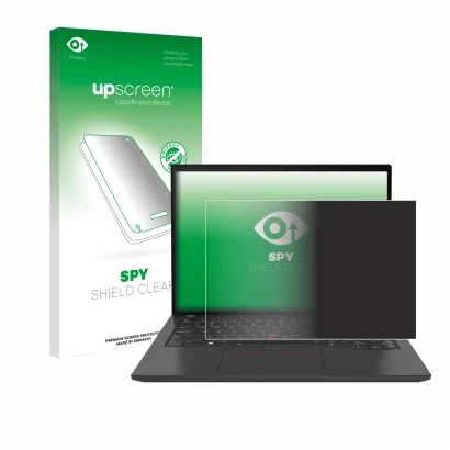 Vorderseite einer Produktverpackung mit dem Markenlogo upscreen. Daneben ist das Gerät Lenovo ThinkPad T16 Gen 3 mit dem zugeh