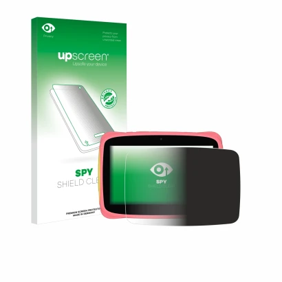 Vorderseite einer Produktverpackung mit dem Markenlogo upscreen. Daneben ist das Gerät Blackview Tab 3 Kids mit dem zugehörige