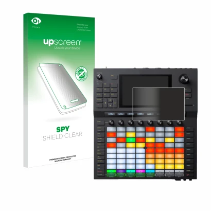 Vorderseite einer Produktverpackung mit dem Markenlogo upscreen. Daneben ist das Gerät Akai Force mit dem zugehörigen Displays