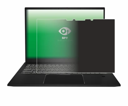 Abbildung des Geräts MSI Summit E16 AI Studio mit einer Vielzahl des Displayschutzes.