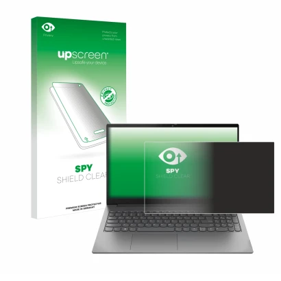 Vorderseite einer Produktverpackung mit dem Markenlogo upscreen. Daneben ist das Gerät Lenovo ThinkBook 15 Gen 4 mit dem zugeh