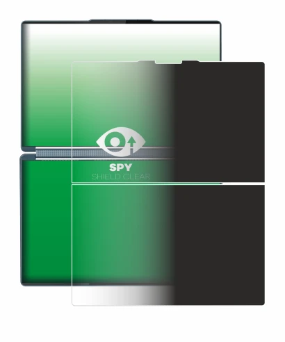 Abbildung des Geräts Lenovo Yoga Book 9i Gen 10 mit einer Vielzahl des Displayschutzes.