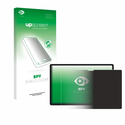 Vorderseite einer Produktverpackung mit dem Markenlogo upscreen. Daneben ist das Gerät Lenovo Yoga Tab 2025 mit dem zugehörige