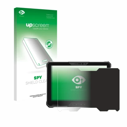 Vorderseite einer Produktverpackung mit dem Markenlogo upscreen. Daneben ist das Gerät Dell Latitude 7030 Rugged Extreme mit d