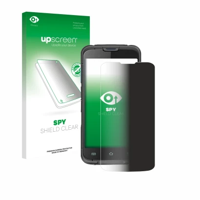 Vorderseite einer Produktverpackung mit dem Markenlogo upscreen. Daneben ist das Gerät Unitech EA602 mit dem zugehörigen Displ