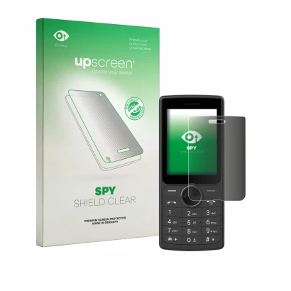 Vorderseite einer Produktverpackung mit dem Markenlogo upscreen. Daneben ist das Gerät SPC Wild Cool mit dem zugehörigen Displ