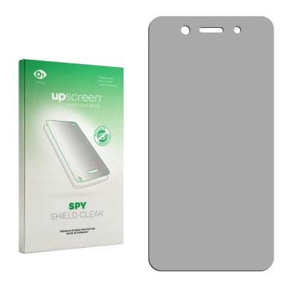 Vorderseite einer Produktverpackung mit dem Markenlogo upscreen. Daneben ist der zugehörige Displayschutz.