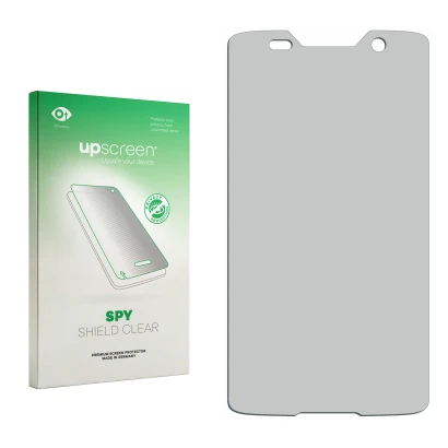 Vorderseite einer Produktverpackung mit dem Markenlogo upscreen. Daneben ist der zugehörige Displayschutz.