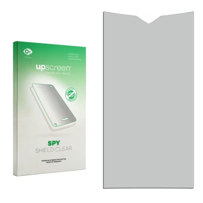 Vorderseite einer Produktverpackung mit dem Markenlogo upscreen. Daneben ist der zugehörige Displayschutz.