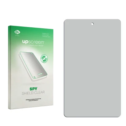 Vorderseite einer Produktverpackung mit dem Markenlogo upscreen. Daneben ist der zugehörige Displayschutz.