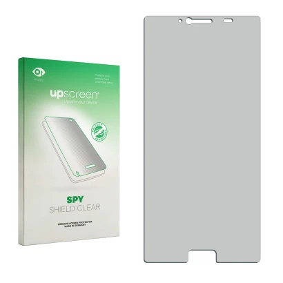 Vorderseite einer Produktverpackung mit dem Markenlogo upscreen. Daneben ist der zugehörige Displayschutz.