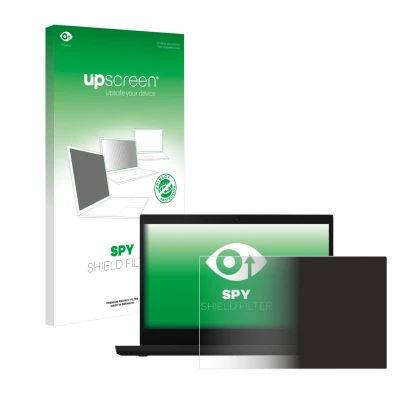 Vorderseite einer Produktverpackung mit dem Markenlogo upscreen. Daneben ist das Gerät Lenovo ThinkPad L14 mit dem zugehörigen