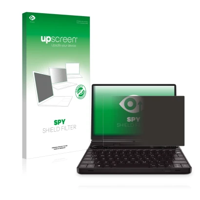 Vorderseite einer Produktverpackung mit dem Markenlogo upscreen. Daneben ist das Gerät GPD Win Max 2 mit dem zugehörigen Displ