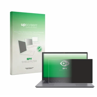 Vorderseite einer Produktverpackung mit dem Markenlogo upscreen. Daneben ist das Gerät ASUS Chromebook CX3402 mit dem zugehöri