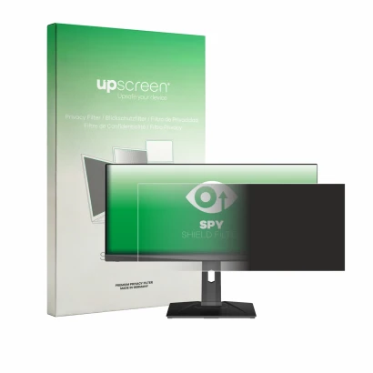 Vorderseite einer Produktverpackung mit dem Markenlogo upscreen. Daneben ist das Gerät MSI Optix MAG301RF mit dem zugehörigen