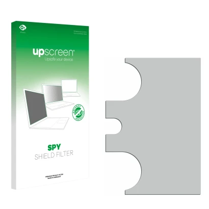 Vorderseite einer Produktverpackung mit dem Markenlogo upscreen. Daneben ist der zugehörige Displayschutz.