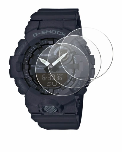 Abbildung des Geräts Casio G-Shock GBA800 mit einer Vielzahl des Displayschutzes.