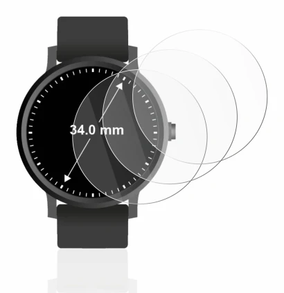 Abbildung des Geräts Armbanduhren (Kreisrund, ø: 34 mm) mit einer Vielzahl des Displayschutzes.
