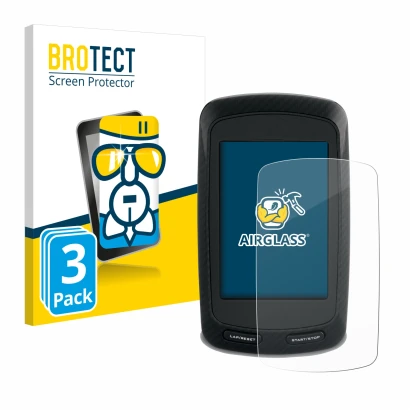 Vorderseite einer Produktverpackung mit dem Markenlogo BROTECT. Daneben ist das Gerät Garmin Edge 800 mit dem zugehörigen Disp