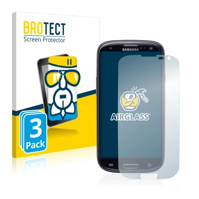 Vorderseite einer Produktverpackung mit dem Markenlogo BROTECT. Daneben ist das Gerät Samsung Galaxy S3 Neo I9300I mit dem zug
