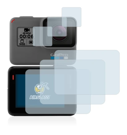 Abbildung des Geräts GoPro Hero 5 Black mit einer Vielzahl des Displayschutzes.