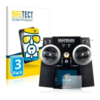 Vorderseite einer Produktverpackung mit dem Markenlogo BROTECT. Daneben ist das Gerät Multiplex Cockpit SX9 mit dem zugehörige