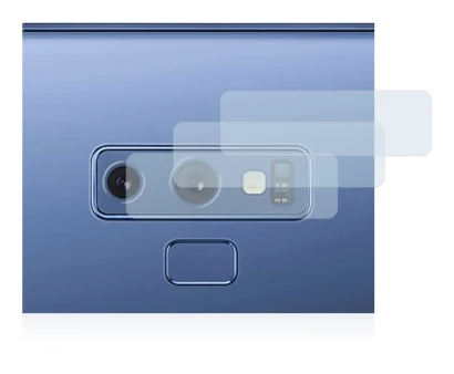 Abbildung des Geräts Samsung Galaxy Note 9 (NUR Kameraschutz) mit einer Vielzahl des Displayschutzes.