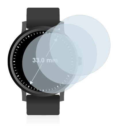 Abbildung des Geräts Kreisrunde Displays (ø: 33 mm) mit einer Vielzahl des Displayschutzes.