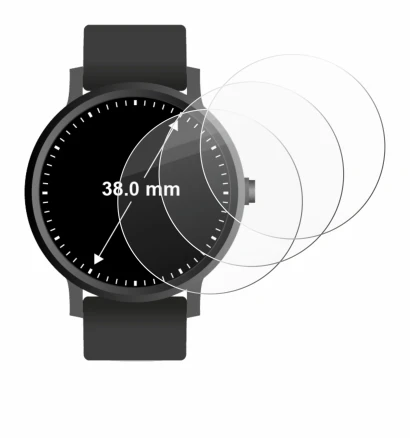 Abbildung des Geräts Kreisrunde Displays (ø: 38 mm) mit einer Vielzahl des Displayschutzes.