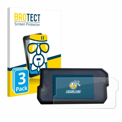 Vorderseite einer Produktverpackung mit dem Markenlogo BROTECT. Daneben ist das Gerät KTM 125 / 390 Duke 2017+ mit dem zugehör