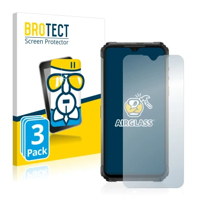 Vorderseite einer Produktverpackung mit dem Markenlogo BROTECT. Daneben ist das Gerät Ulefone Armor 7 mit dem zugehörigen Disp