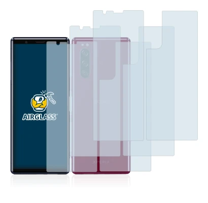 Abbildung des Geräts Sony Xperia 5 (Display+Rückseite) mit einer Vielzahl des Displayschutzes.