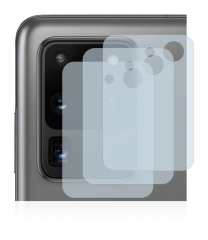 Abbildung des Geräts Samsung Galaxy S20 Ultra (NUR Kameraschutz) mit einer Vielzahl des Displayschutzes.