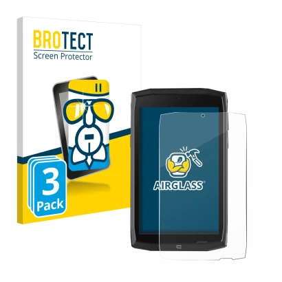 Vorderseite einer Produktverpackung mit dem Markenlogo BROTECT. Daneben ist das Gerät Crosscall Core T4 mit dem zugehörigen Di