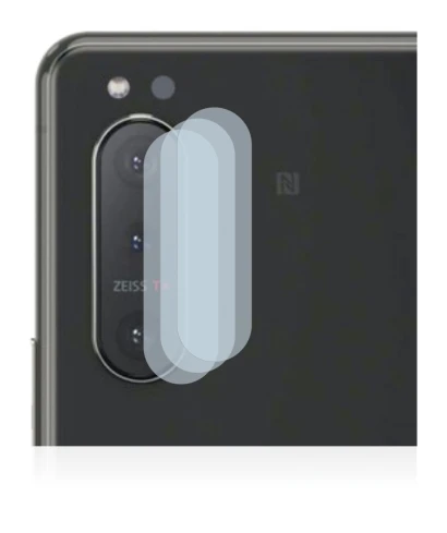 Abbildung des Geräts Sony Xperia 5 II (NUR Kameraschutz) mit einer Vielzahl des Displayschutzes.