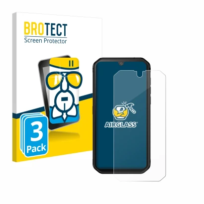 Vorderseite einer Produktverpackung mit dem Markenlogo BROTECT. Daneben ist das Gerät Blackview BV9900E mit dem zugehörigen Di