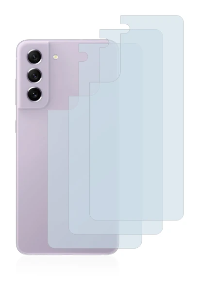 Abbildung des Geräts Samsung Galaxy S21 FE 5G (Rückseite) mit einer Vielzahl des Displayschutzes.