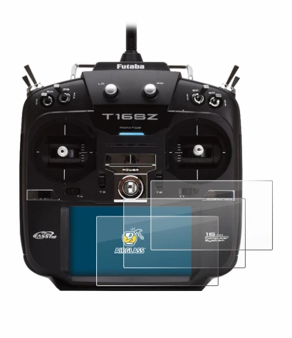 Abbildung des Geräts Robbe Futaba T16IZ mit einer Vielzahl des Displayschutzes.