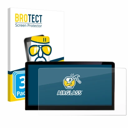 Vorderseite einer Produktverpackung mit dem Markenlogo BROTECT. Daneben ist das Gerät Skoda Enyaq iV 80 2021 Infotainment Syst