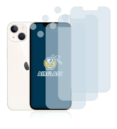 Abbildung des Geräts Apple iPhone 13 (Display+Kamera) mit einer Vielzahl des Displayschutzes.