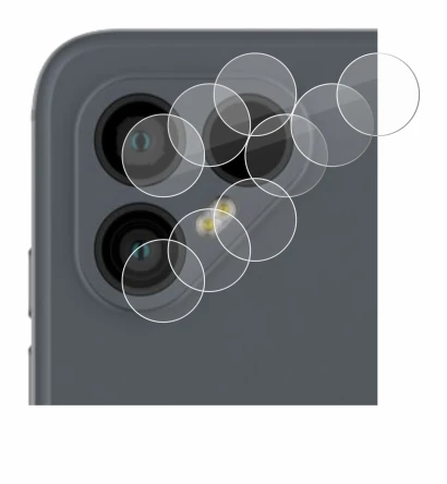 Abbildung des Geräts Fairphone 4 (NUR Kameraschutz) mit einer Vielzahl des Displayschutzes.