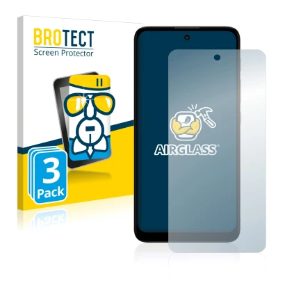 Vorderseite einer Produktverpackung mit dem Markenlogo BROTECT. Daneben ist das Gerät Motorola Moto E40 mit dem zugehörigen Di