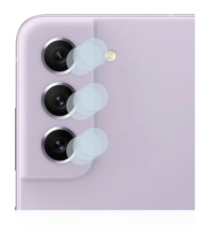 Abbildung des Geräts Samsung Galaxy S21 FE 5G (NUR Kameraschutz) mit einer Vielzahl des Displayschutzes.
